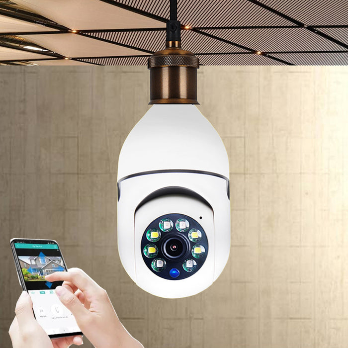 WiFi CAMERA 1080POverview：
 
 
 


 1.Automatic tracking
 
 2. Smooth pan and tilt monitoring
 
 3. Day and night surveillance
 
 4. Motion-activated alarm push application
 
 5. CleARBA GlobalHome TechWiFi CAMERA 1080P Bulb 4X Zoom Camera E27 Home 5GWiFi Alarm MonitorHomeTech Hub